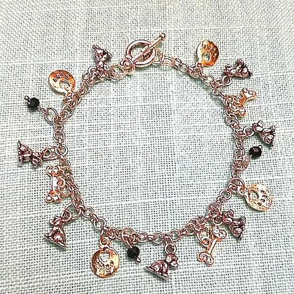 Bracelet charm dog Crystal silver gold plate New - Picture 1 of 4